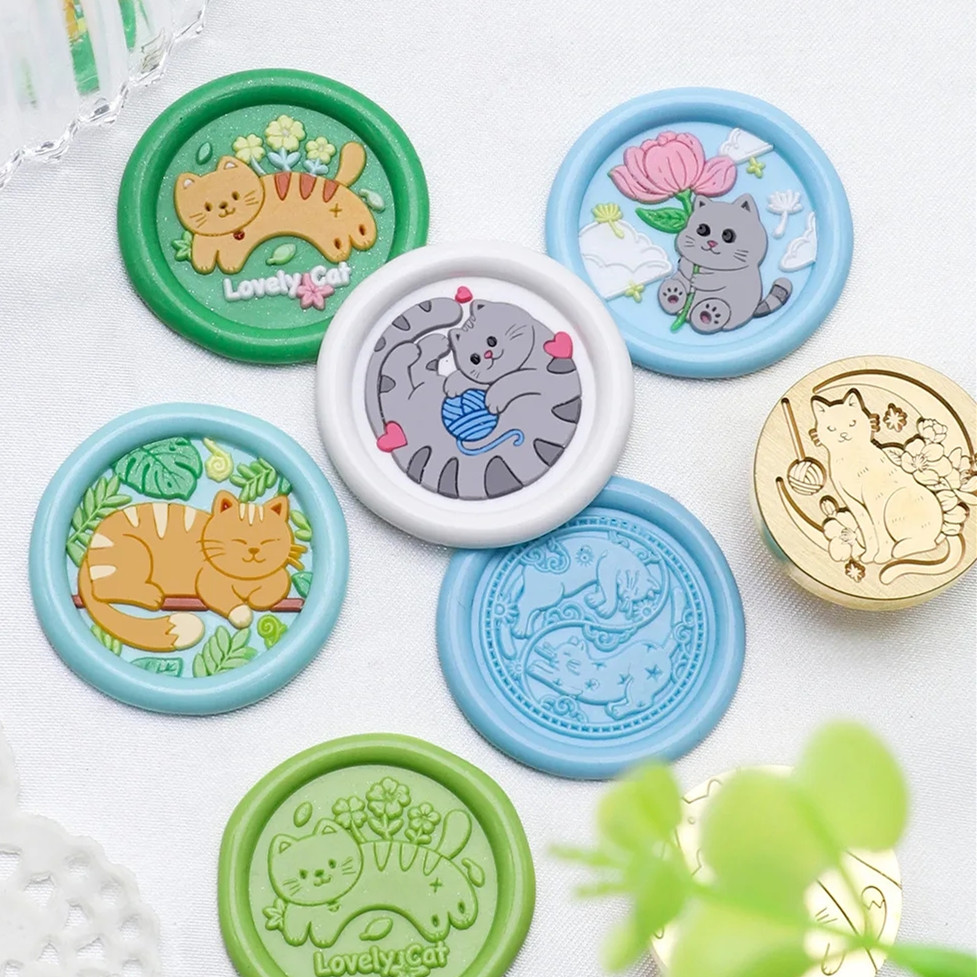 Wax Seal Stamp Set - Серия Cat, 25 мм, сургучная печать,